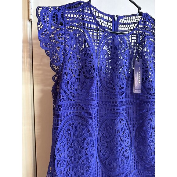 Elie Tahari Plum Lace Fit & Flare Sleeveless Dress Size 16 Elegant Design - Picture 7 of 10